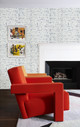 Loose Weave Vinyl Wallpaper in mottled grey, designed by Kate Blee, adds depth and texture to a modern interior with its woven-effect pattern and soft, abstract finish.